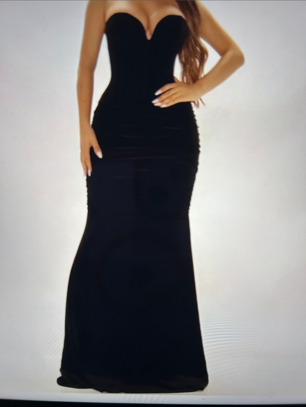 FASHION NOVA Falling For You Velvet Maxi Dress- sweetheart neckline Black Sz XS